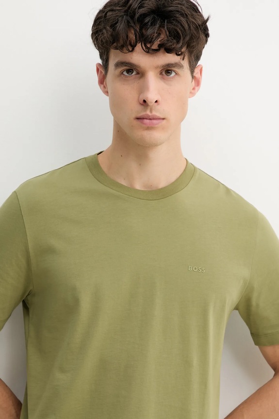 BOSS T-shirt męski bawełniany Thompson 01 zielony 50468347