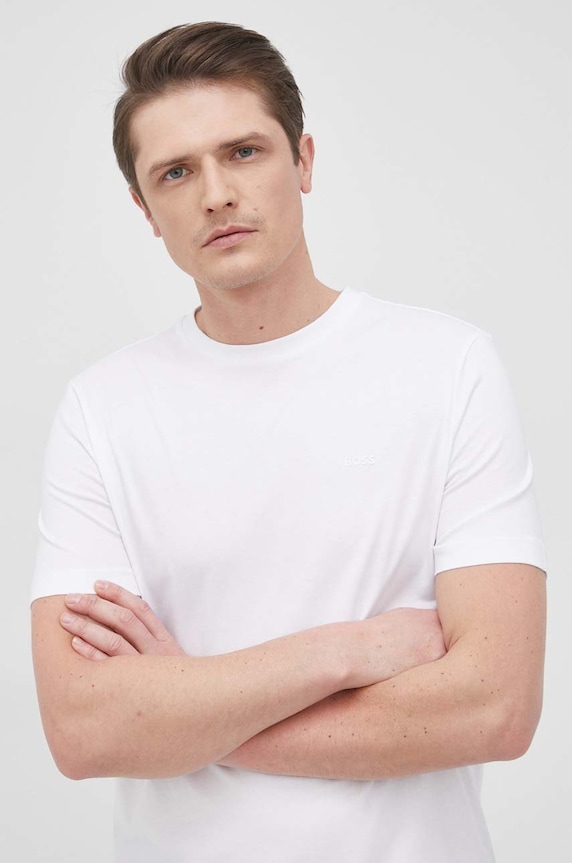 BOSS T-shirt męski bawełniany Thompson 01 biały 50468347