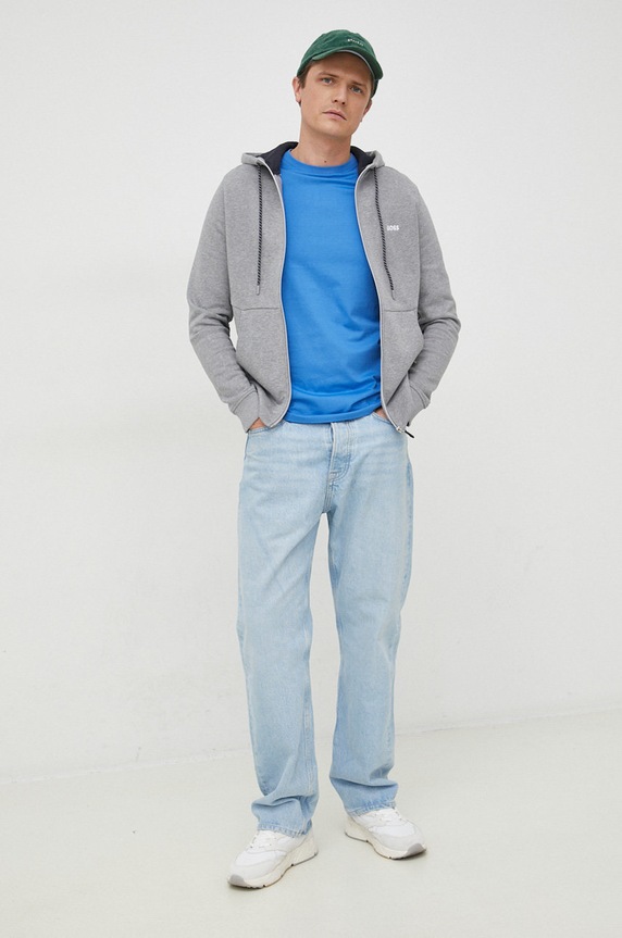BOSS T-shirt męski bawełniany Thompson 01 50468347 niebieski AA00