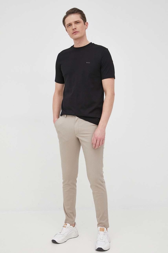 BOSS T-shirt męski bawełniany Thompson 01 50468347 czarny AA00