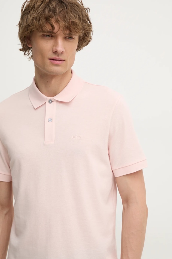 Bavlnené polo tričko BOSS Pallas ružová 50468362