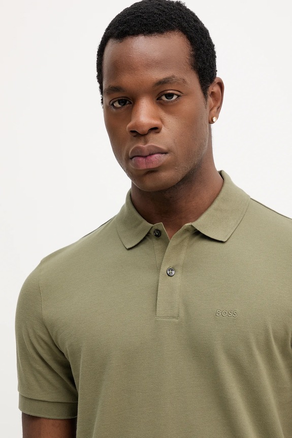 BOSS polo bawełniane Pallas zielony 50468362