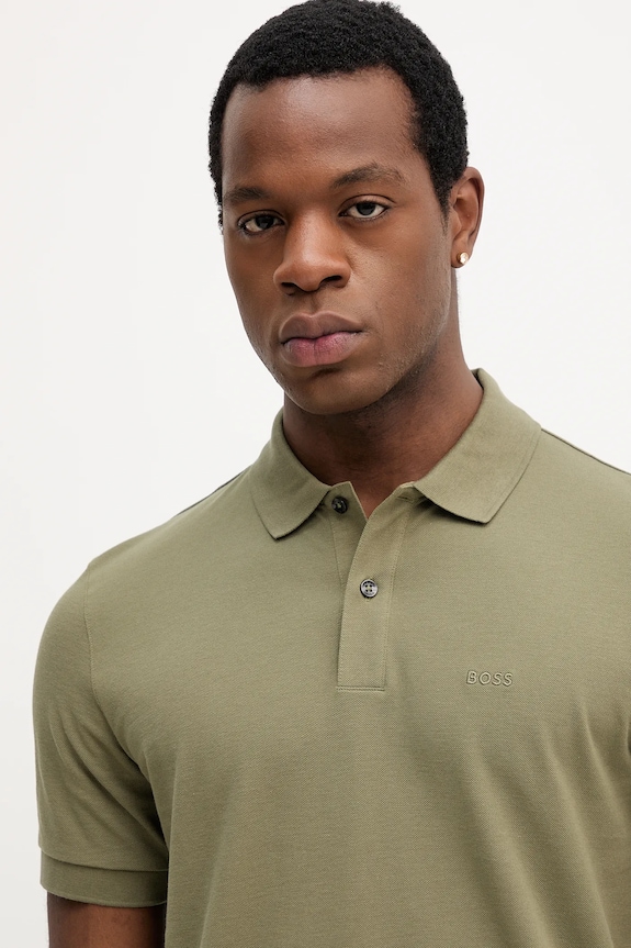 BOSS polo bawełniane Pallas zielony 50468362