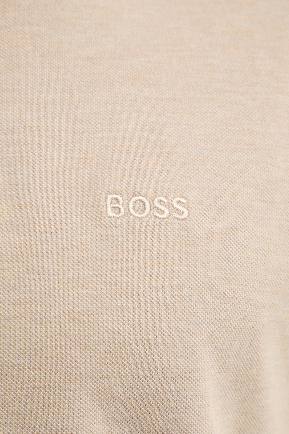 Памучна тениска с яка BOSS Pallas 50468362 бежов