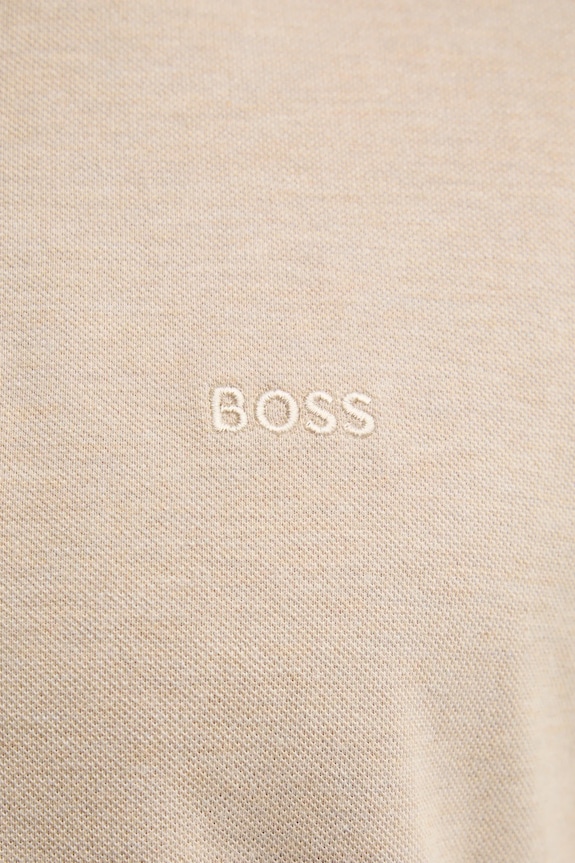Памучна тениска с яка BOSS Pallas 50468362 бежов