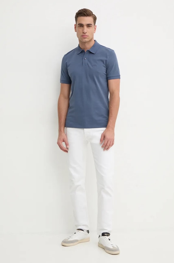 Bavlnené polo tričko BOSS Pallas 50468362 modrá AA00