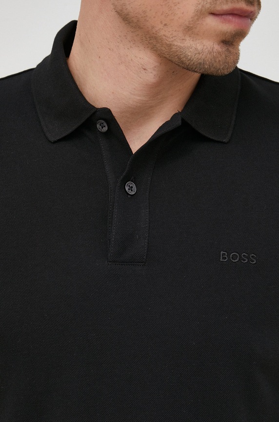 Βαμβακερό μπλουζάκι πόλο BOSS San Jared-C 50468362 μαύρο