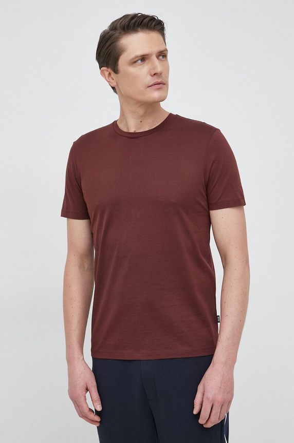 BOSS tricou din bumbac uni burgundia 50468395