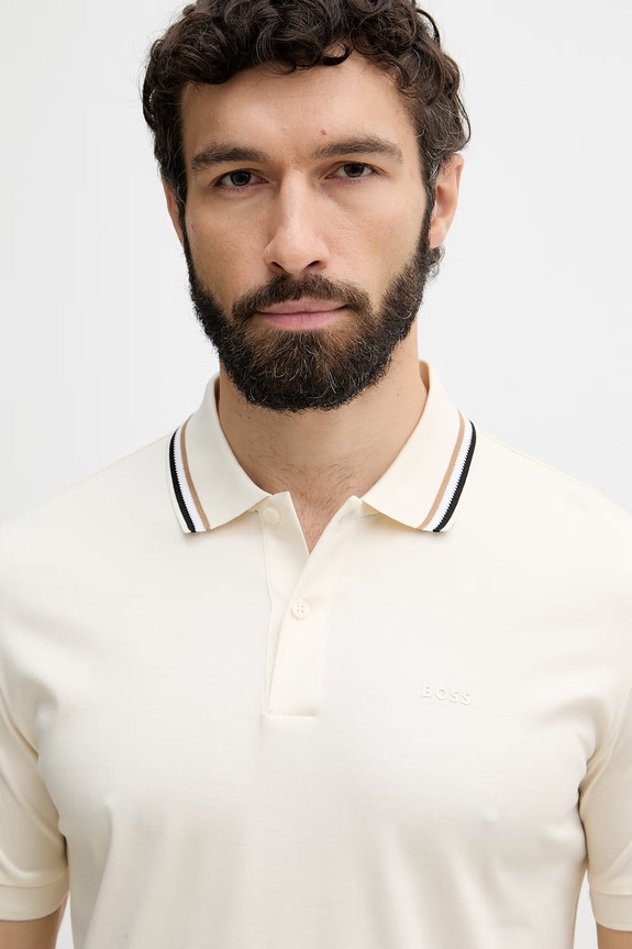 BOSS polo muški od pamuka Penrose 38 bež 50469360