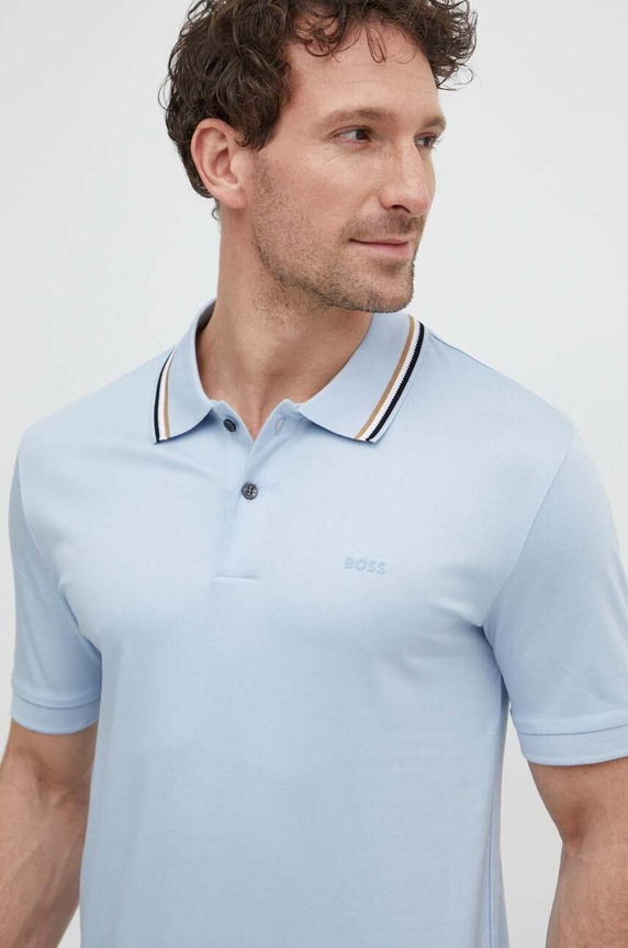 BOSS polo męskie bawełniane Penrose 38 bawełna niebieski 50469360