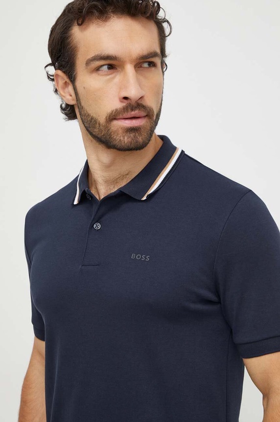 Îmbrăcăminte BOSS polo masculin din bumbac Penrose 38 50469360 bleumarin
