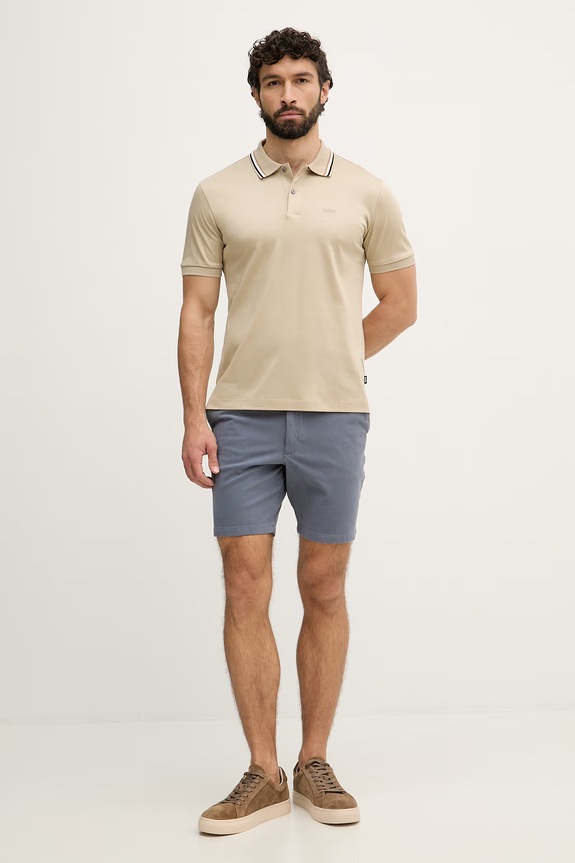 BOSS πόλο ανδρικό βαμβακερό Penrose 38 50469360 μπεζ SS26