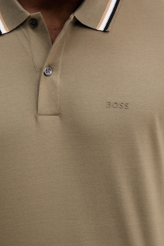 BOSS polo bărbați din bumbac Penrose 38 verde 50469360
