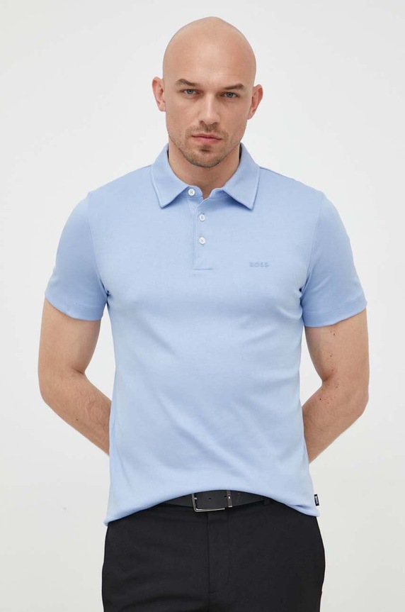 BOSS polo męskie bawełniane bawełna niebieski 50471335