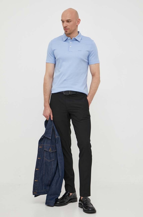 BOSS polo męskie bawełniane 50471335 niebieski AA00