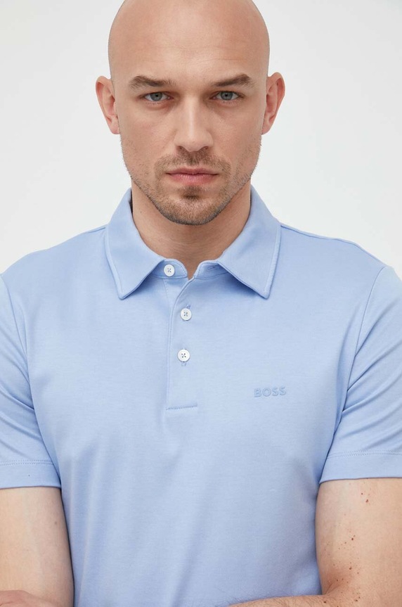 BOSS polo męskie bawełniane niebieski 50471335