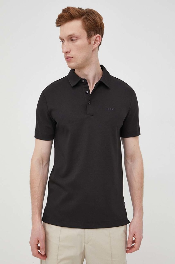 BOSS polo tričko pánske bavlnené čierna 50471335