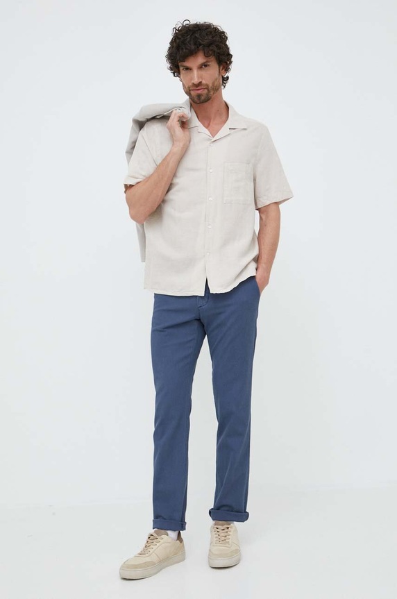 Odzież Calvin Klein koszula lniana K10K109521.PPYY beżowy