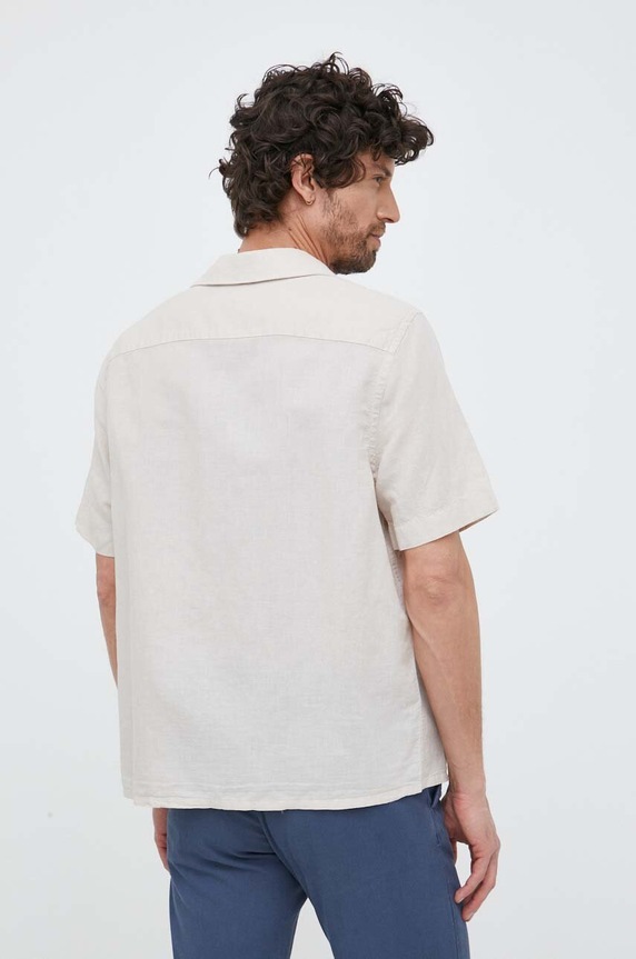 Calvin Klein koszula lniana beżowy K10K109521.PPYY