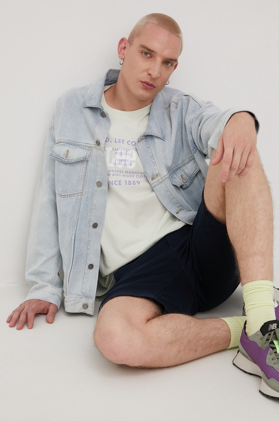 Bombažen t-shirt Lee L68JFEUX zelena SS22