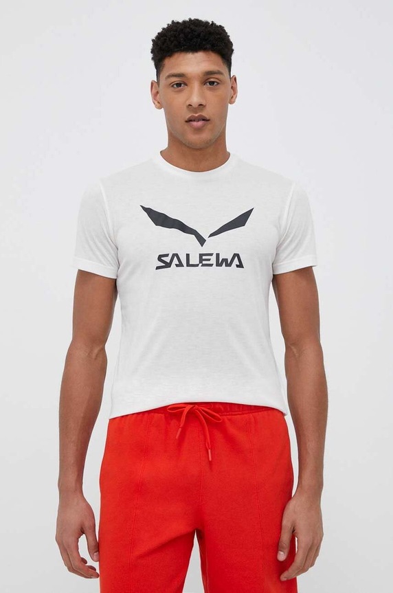 Salewa t-shirt sportowy Solidlogo Dry beżowy 00.0000027018
