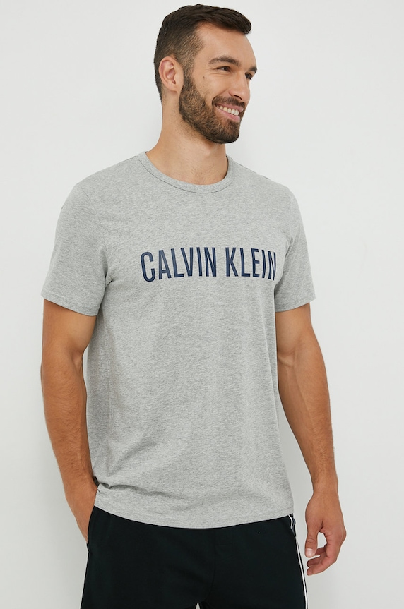 Calvin Klein Underwear t-shirt piżamowy bawełniany nadruk szary 000NM1959E.PPYY