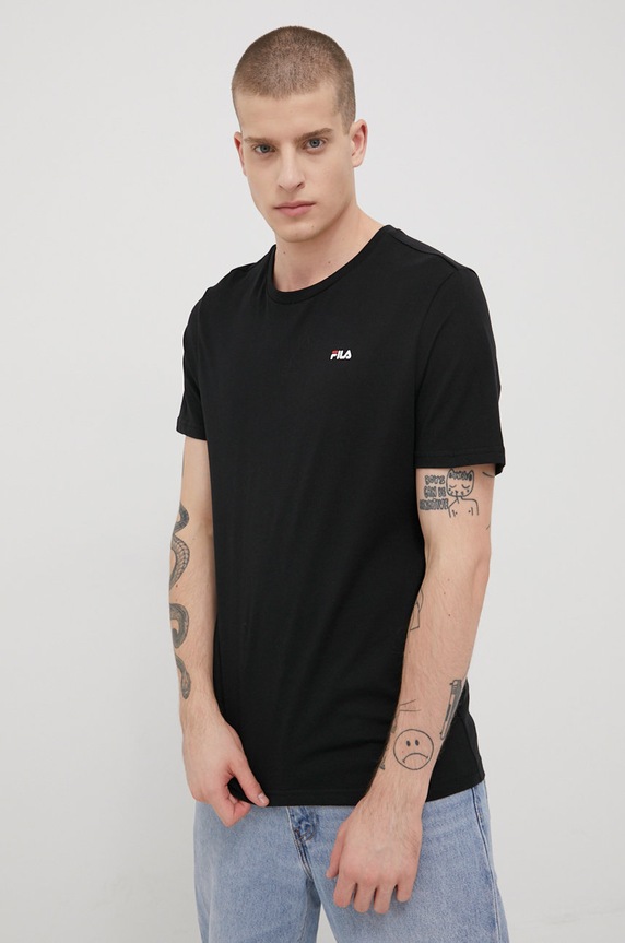 Βαμβακερό μπλουζάκι Fila Brod (2-pack) FAM0083 μαύρο SS25