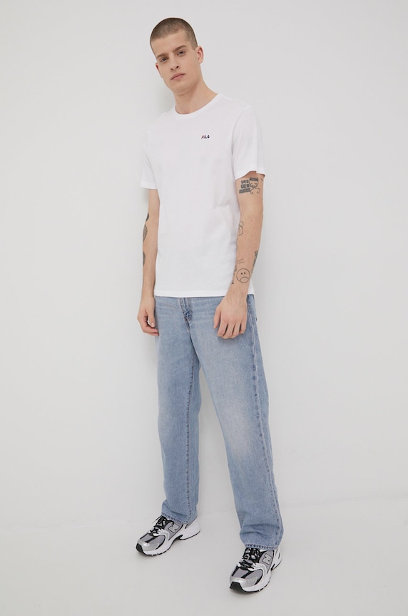 Ρούχα Βαμβακερό μπλουζάκι Fila Brod (2-pack) FAM0083 μαύρο