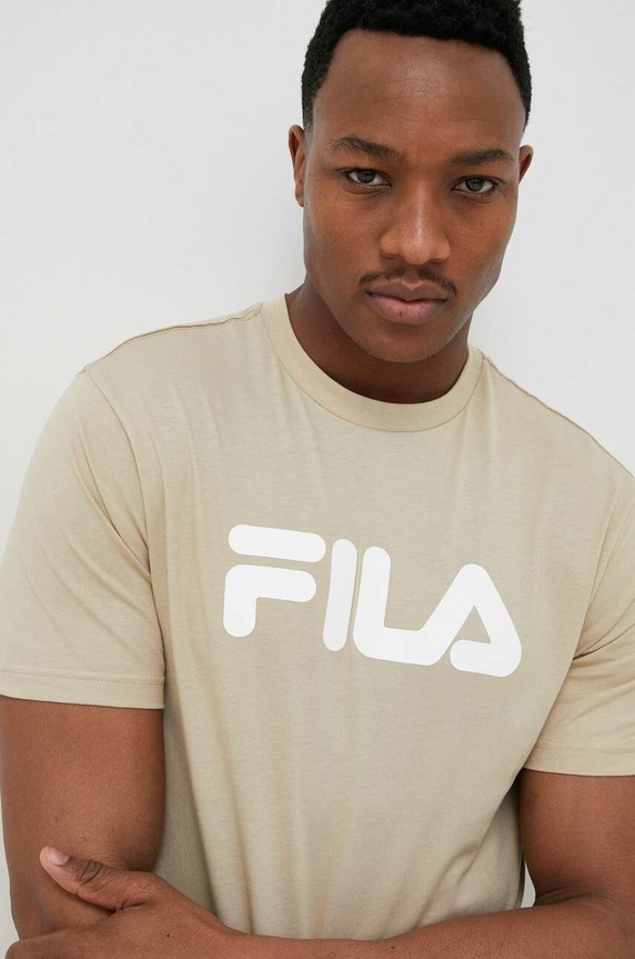 Fila t-shirt bawełniany Bellano nadruk beżowy FAU0067
