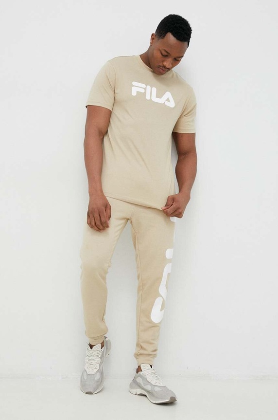 Fila t-shirt bawełniany Bellano FAU0067 beżowy SS23