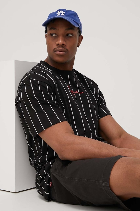 Karl Kani tricou din bumbac imprimeu negru KKMQ32063BLK