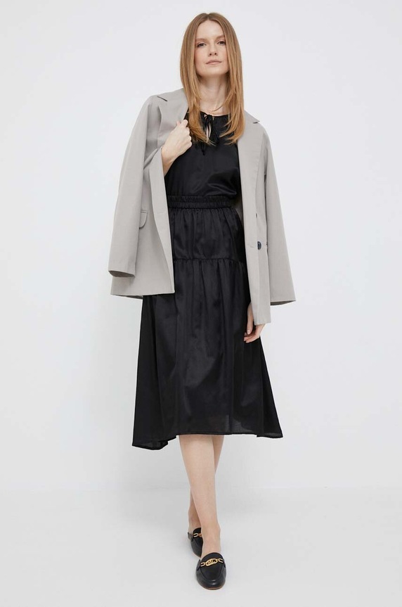 Dkny bluzka z domieszką jedwabiu P3AA5R88 czarny SS23