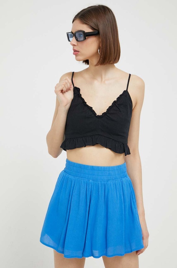 Abercrombie & Fitch top lniany szpic czarny KI140.3293.900