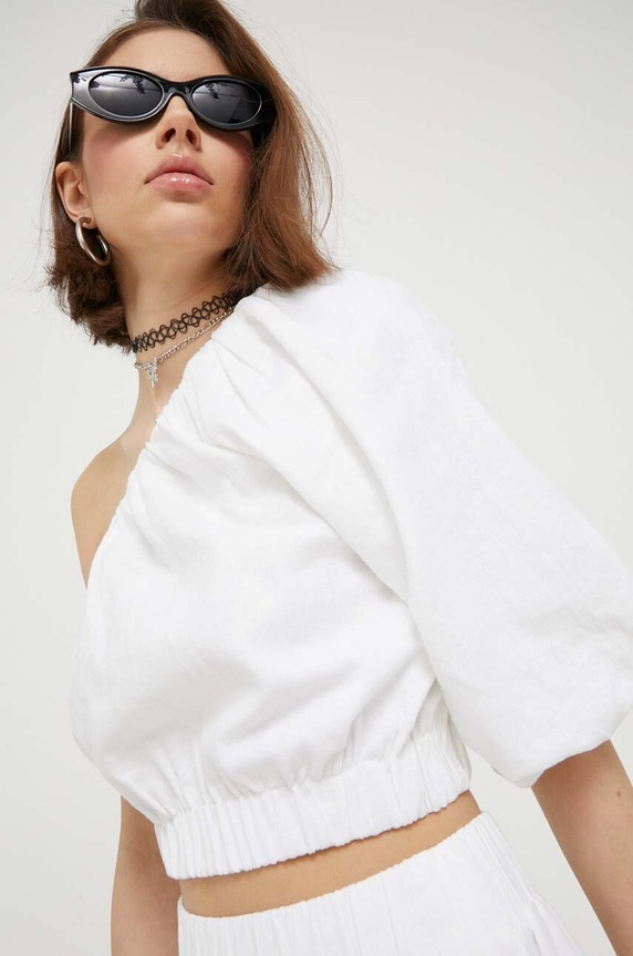 Abercrombie & Fitch bluza din in uni alb KI140.3369.100