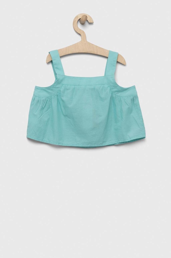 United Colors of Benetton gyerek blúz pamutból 5JO1GH002.P.SEASONAL türkiz SS23
