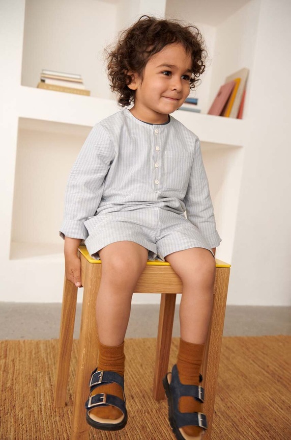 Liewood csecsemő blúz pamutból hosszú kék LW17226