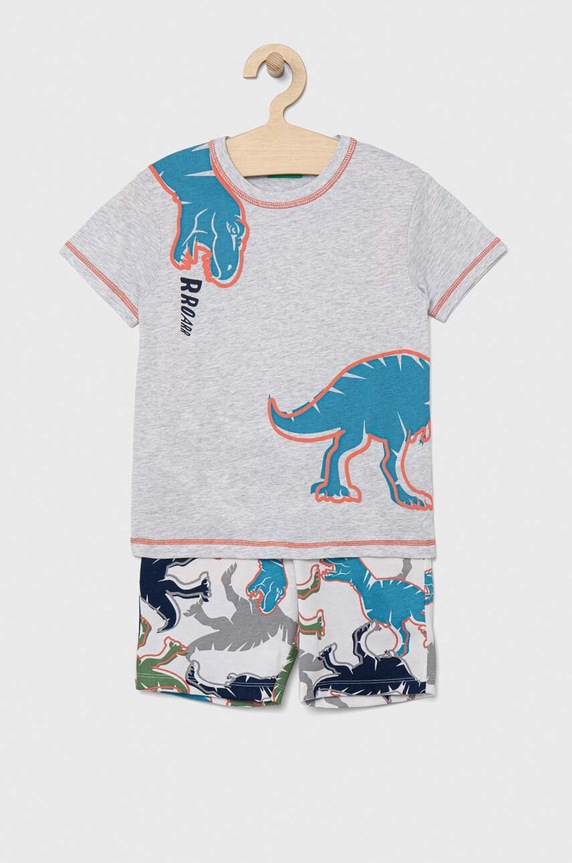 Dječja pamučna pidžama United Colors of Benetton Planet friendly siva 30960P04I.G.SEASONAL