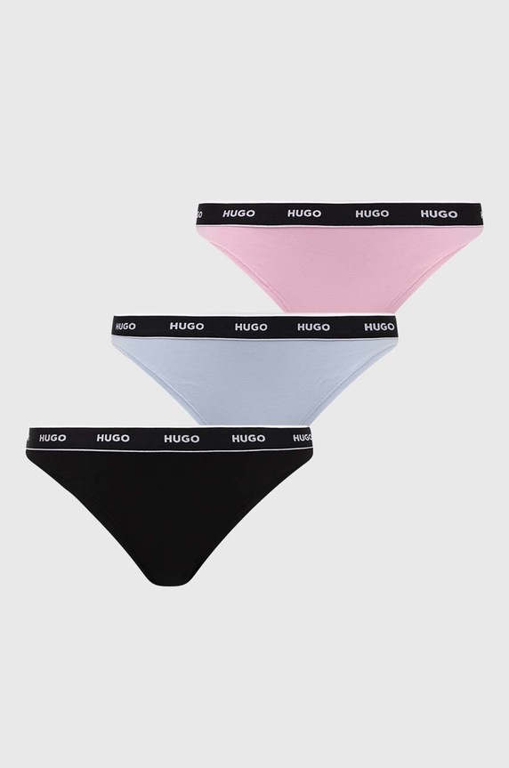 HUGO stringi 3-pack dzianina różowy 50480150
