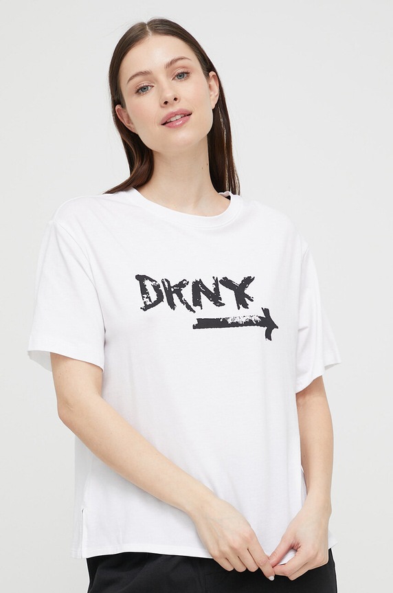Μπλουζάκι πιτζάμας DKNY πλεκτό ύφασμα λευκό YI2422629
