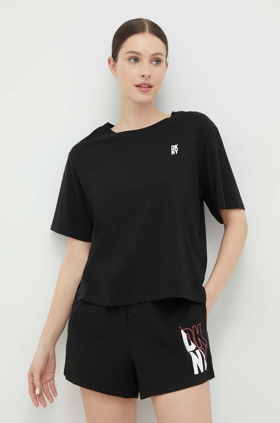 Πιτζάμα DKNY πλεκτό ύφασμα μαύρο YI2922635