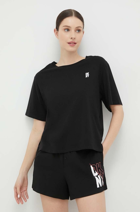 Πιτζάμα DKNY πλεκτό ύφασμα μαύρο YI2922635