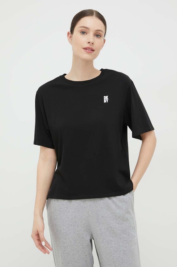 Dkny t-shirt piżamowy dzianina czarny YI2422635