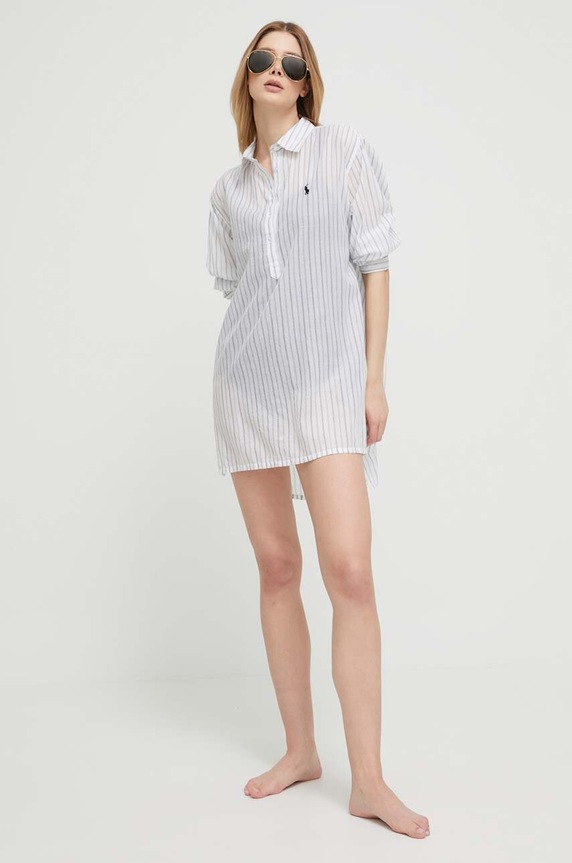 Polo Ralph Lauren koszula piżamowa bawełniana 21260374 szary SS25