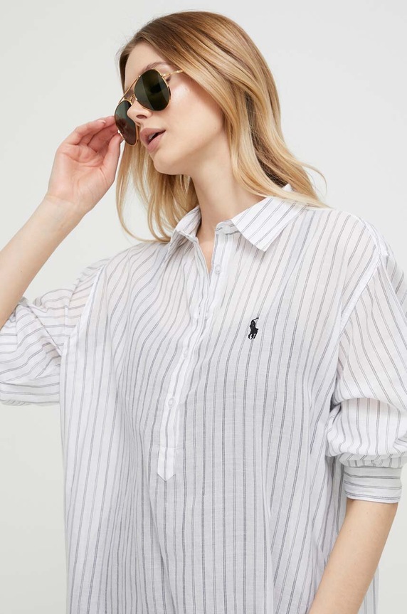Polo Ralph Lauren koszula piżamowa bawełniana 21260374 szary
