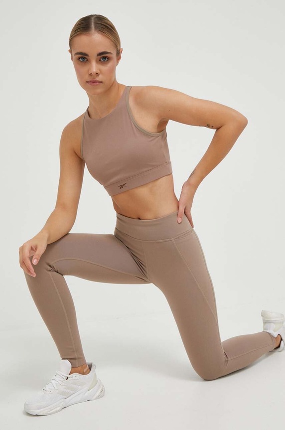 Reebok biustonosz do jogi Long Line HT6152 beżowy SS23