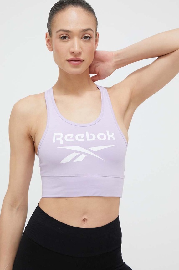Reebok biustonosz sportowy Reebok Identity fioletowy HT6210