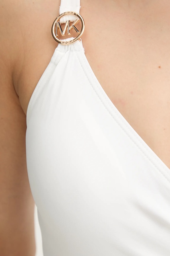 Jednodílné plavky MICHAEL Michael Kors LOGO TRIM SURPLICE ONE PIECE bílá MM7M759