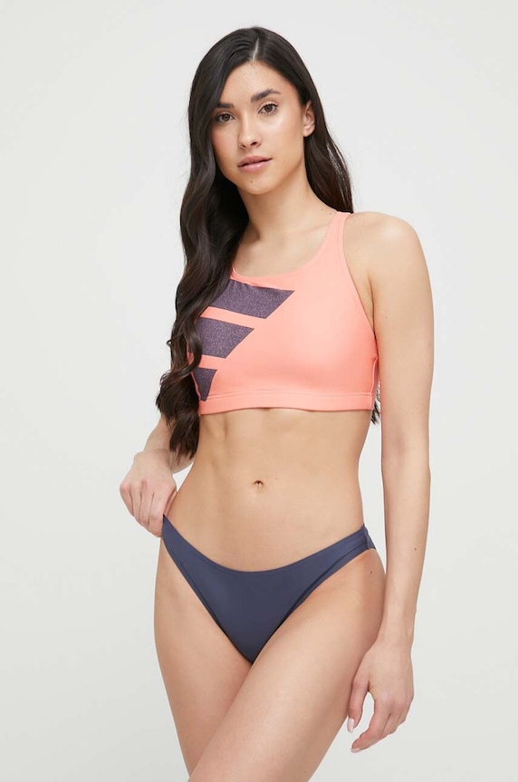 adidas Performance costum de baie din două piese Big Bars usor rigidizat portocaliu HR4386
