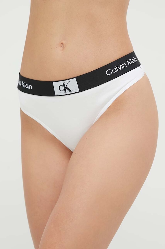 Calvin Klein Underwear stringi dzianina biały 000QF7221E.PPYX