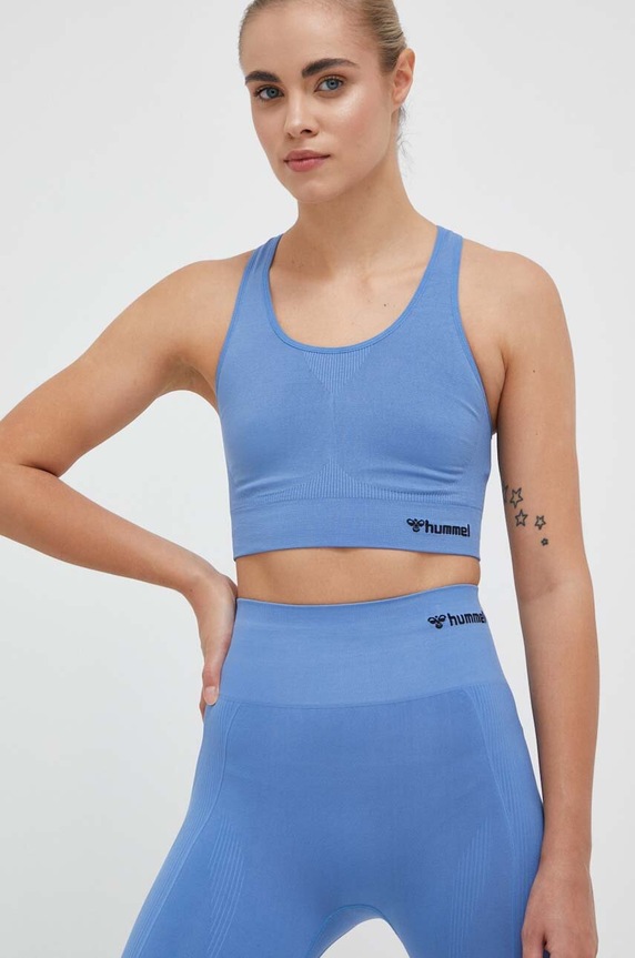 Hummel sportski grudnjak hmlTIF SEAMLESS SPORTS TOP bez uzorka plava 210490